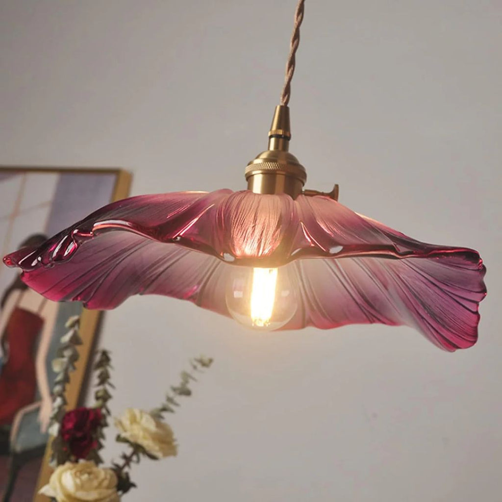 Lámpara Colgante de Vidrio Ribeteado Estilo Vintage