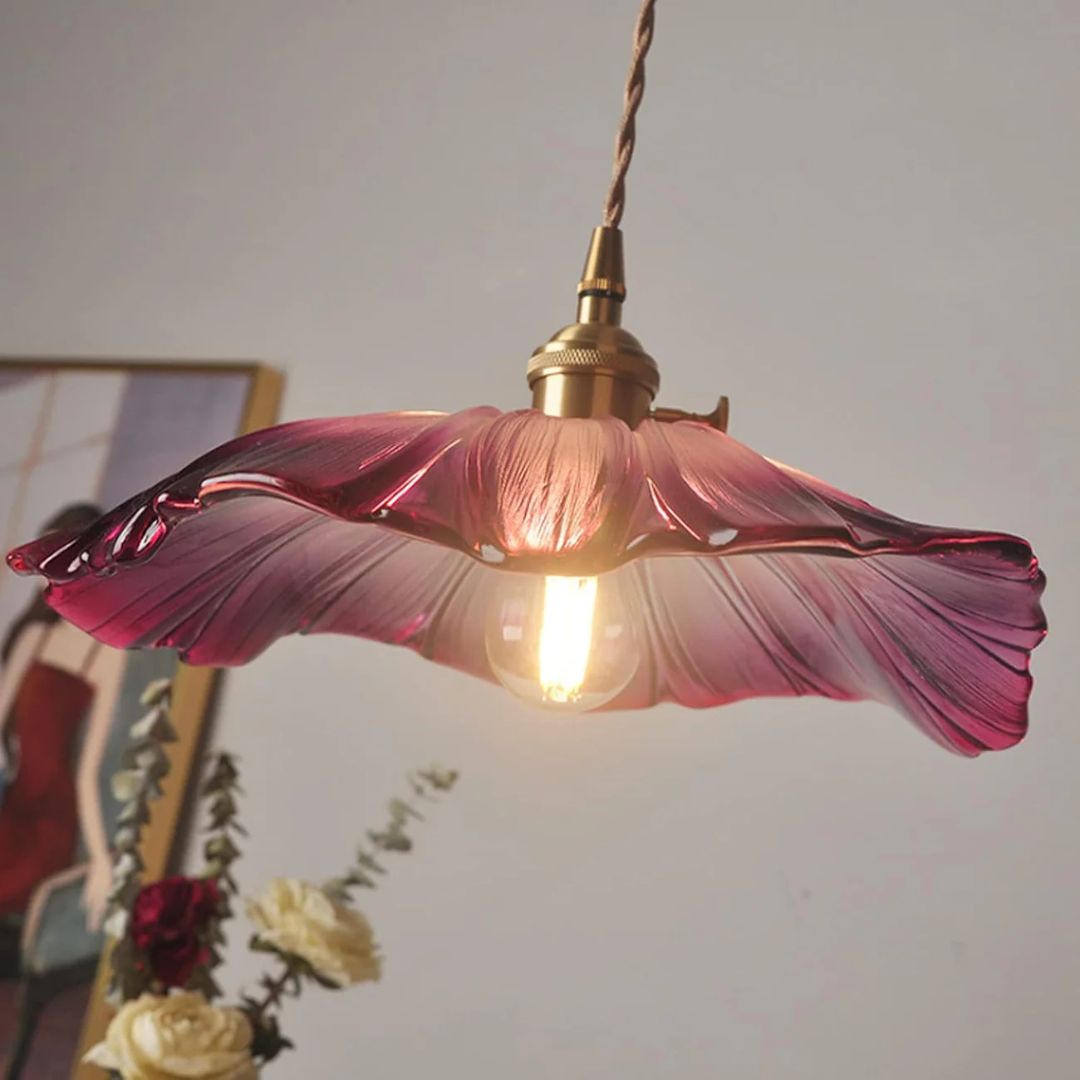 Lámpara Colgante de Vidrio Ribeteado Estilo Vintage