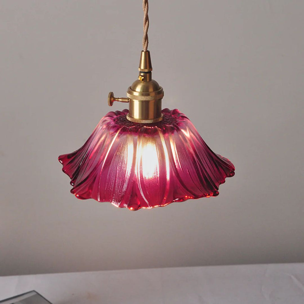 Lámpara Colgante de Vidrio Ribeteado Estilo Vintage