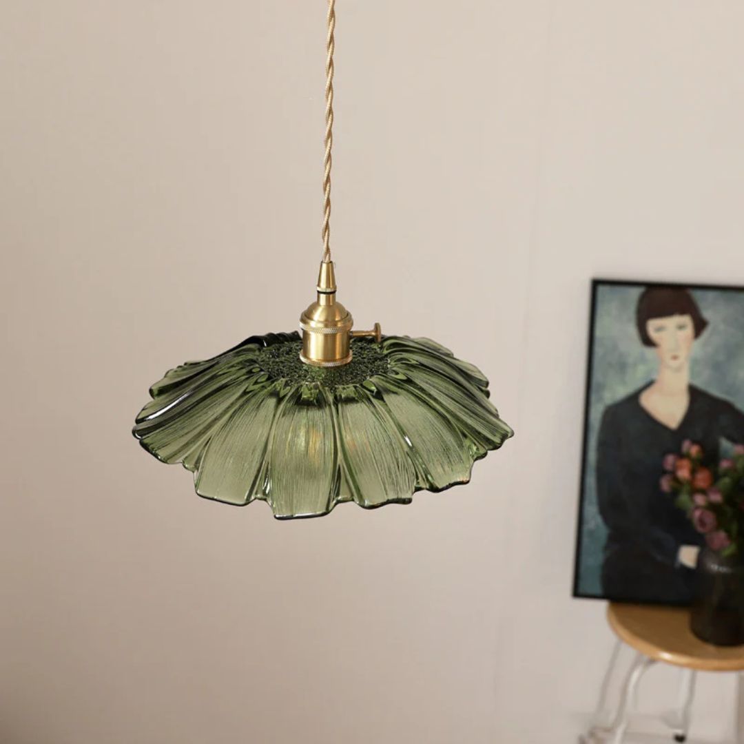 Lámpara Colgante de Vidrio Ribeteado Estilo Vintage