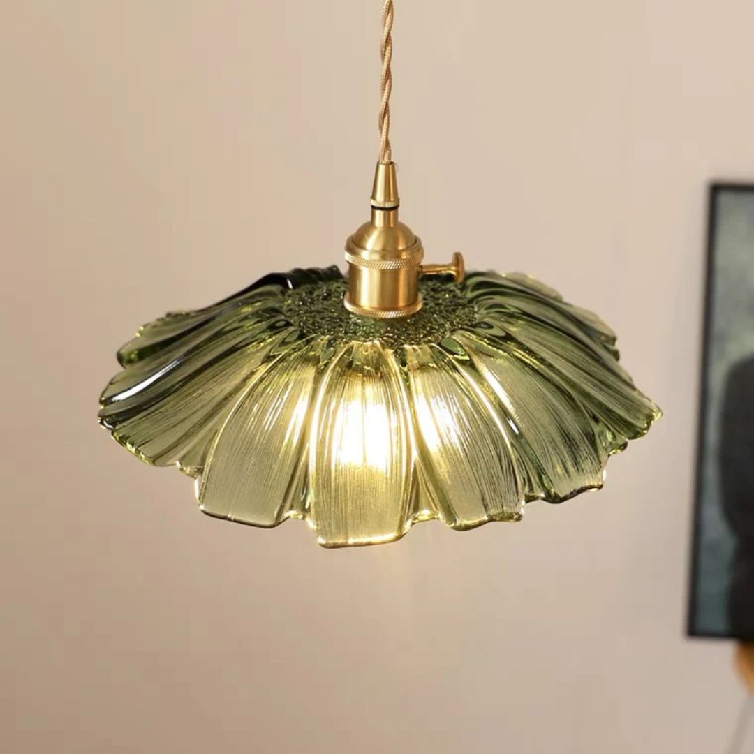 Lámpara Colgante de Vidrio Ribeteado Estilo Vintage