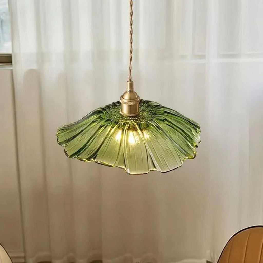 Lámpara Colgante de Vidrio Ribeteado Estilo Vintage