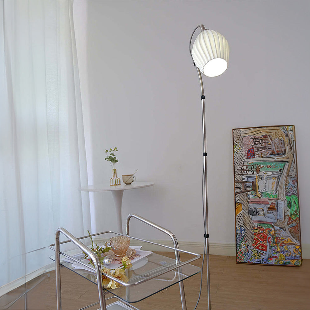 Lámpara de Pie de Cerámica Vintage con Estrías - Iluminación Única para la Sala de Estar
