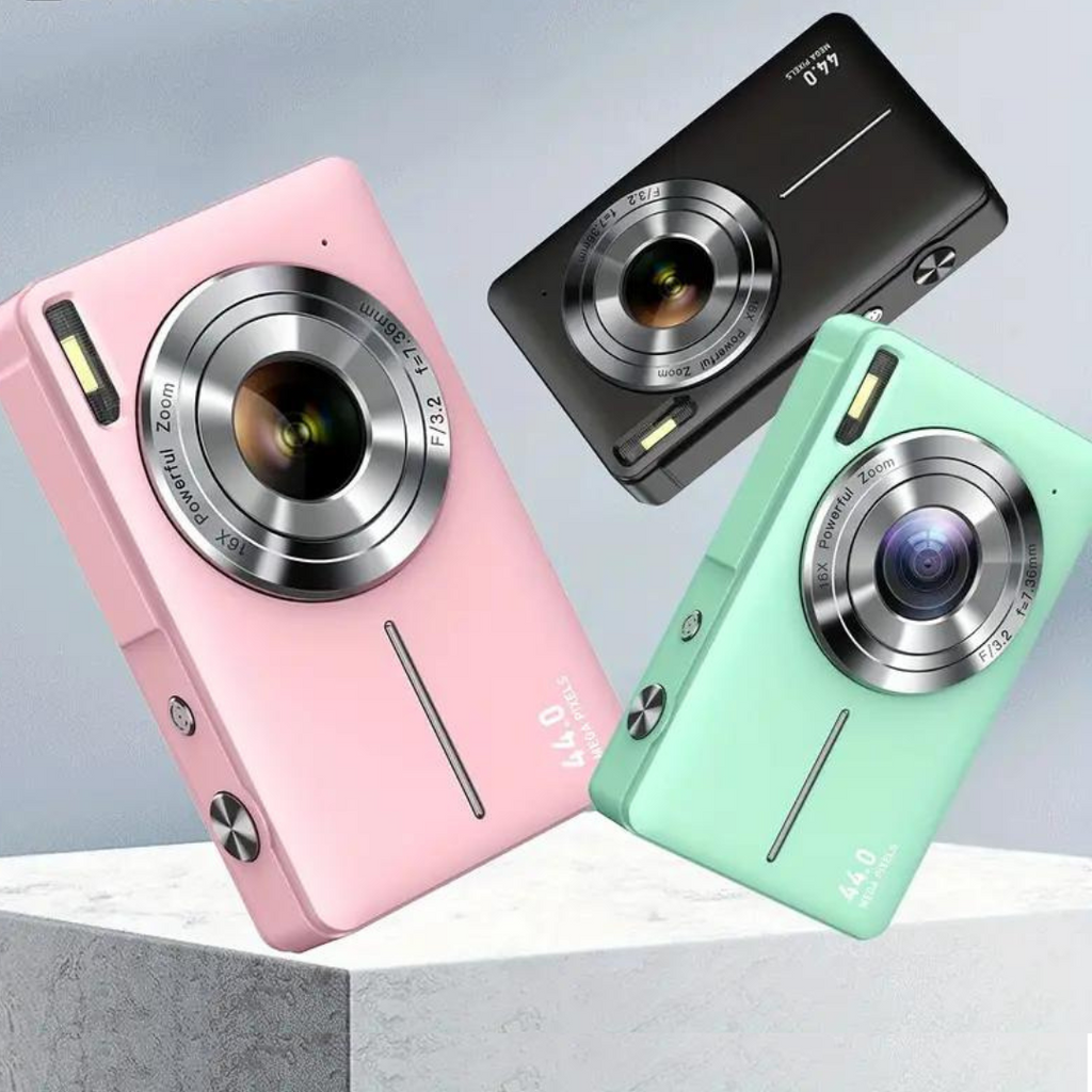 Cámara Digital Vintage 1080p – Ligera Cámara Portátil con Ajuste Automático de Brillo