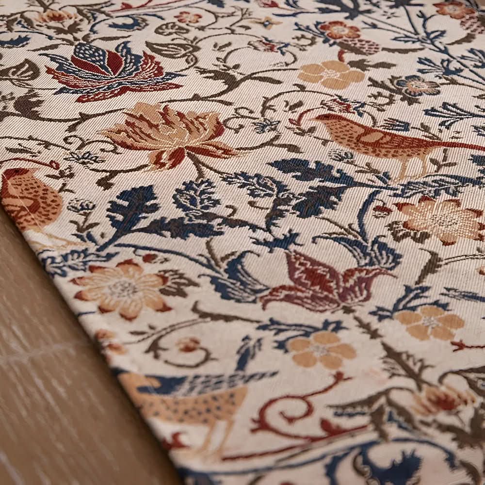CLASSICLINENS – Elegante camino de mesa con motivos de flores y aves