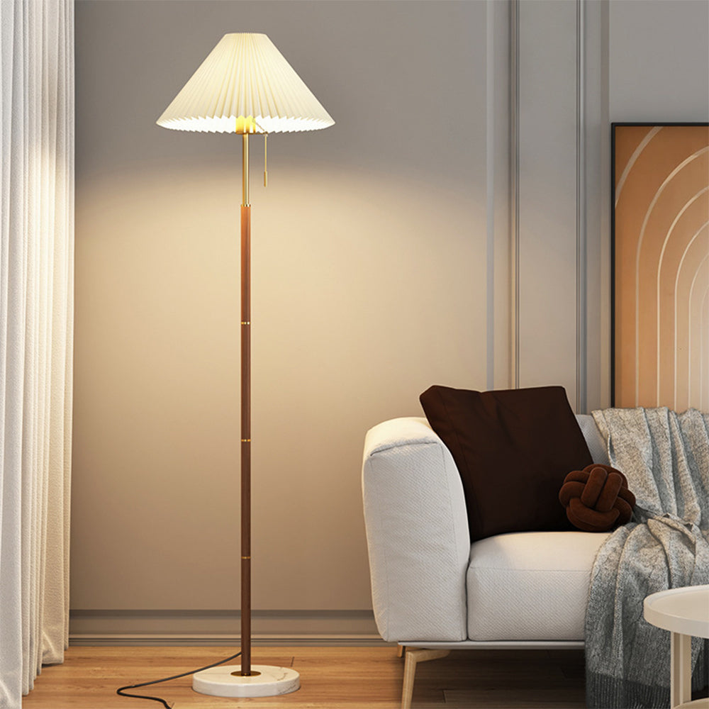 Lámpara de Pie Vintage con Pliegues - Diseño Elegante de Hierro y Mármol para Sala de Estar
