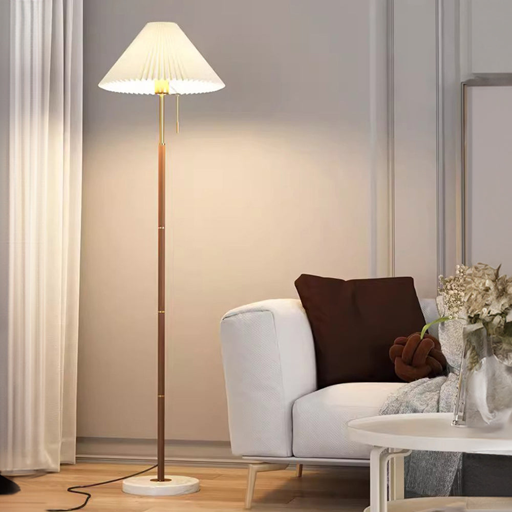 Lámpara de Pie Vintage con Pliegues - Diseño Elegante de Hierro y Mármol para Sala de Estar