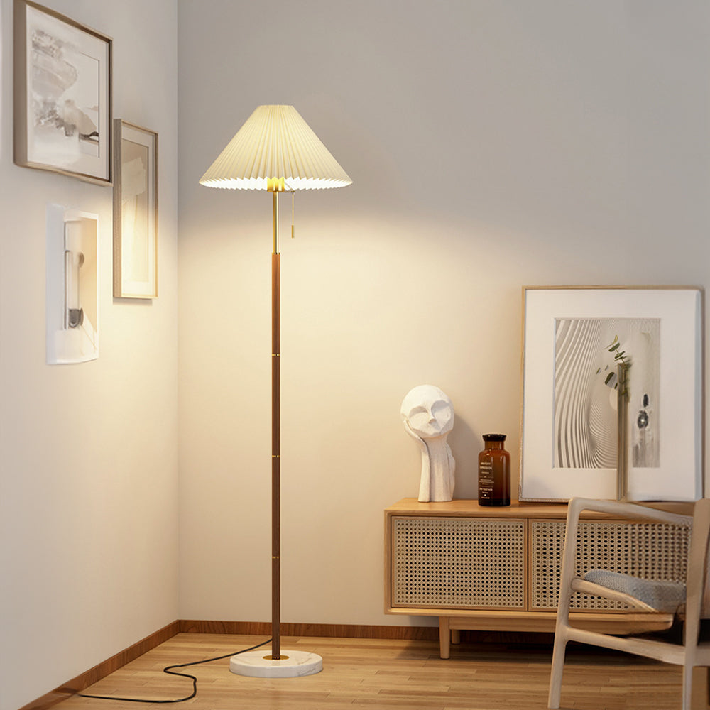 Lámpara de Pie Vintage con Pliegues - Diseño Elegante de Hierro y Mármol para Sala de Estar