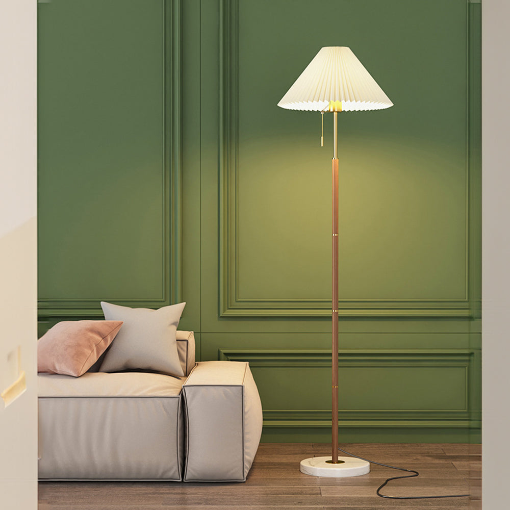 Lámpara de Pie Vintage con Pliegues - Diseño Elegante de Hierro y Mármol para Sala de Estar