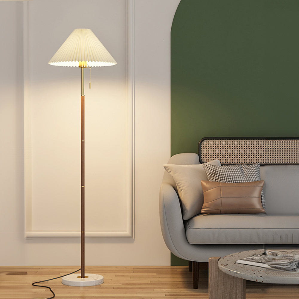 Lámpara de Pie Vintage con Pliegues - Diseño Elegante de Hierro y Mármol para Sala de Estar