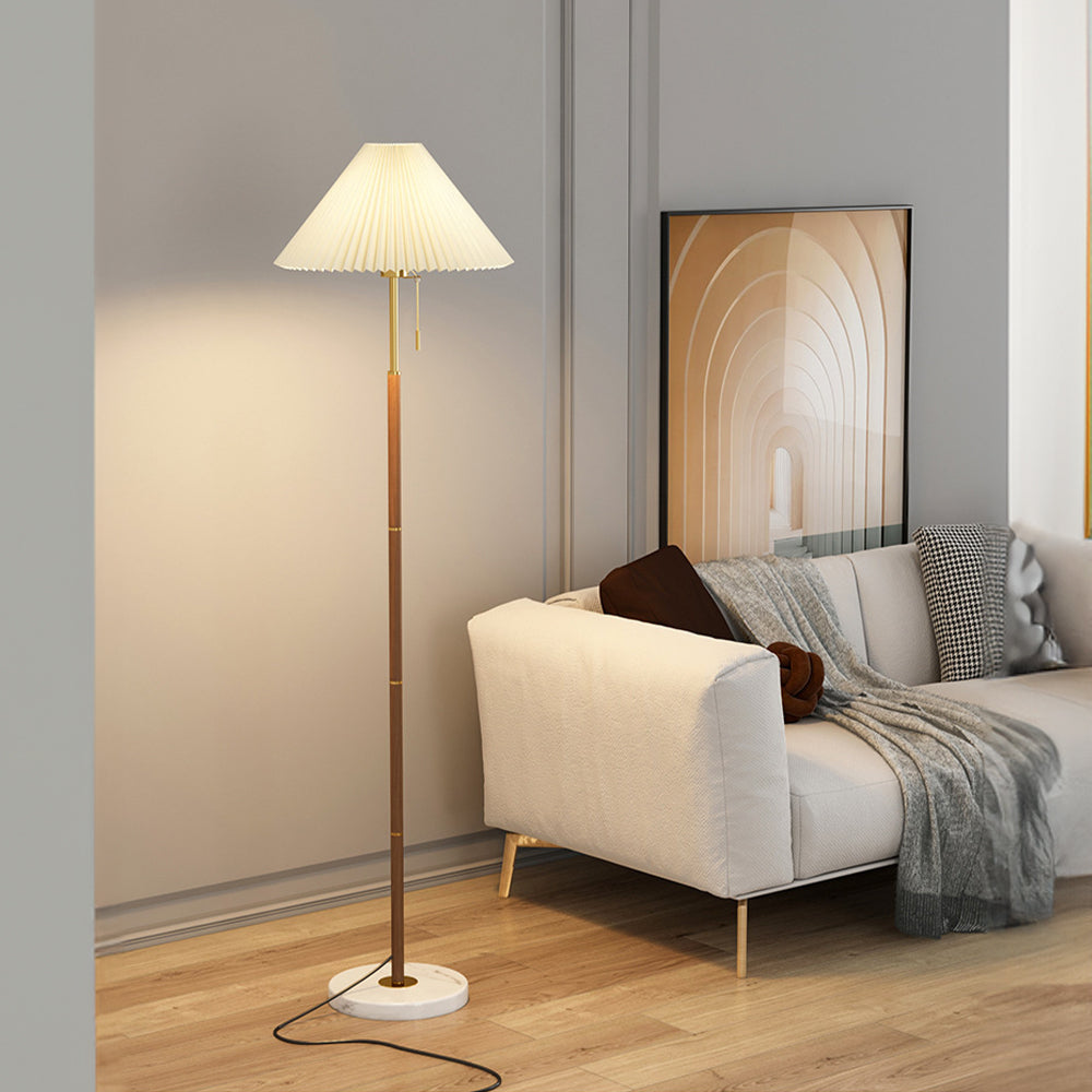 Lámpara de Pie Vintage con Pliegues - Diseño Elegante de Hierro y Mármol para Sala de Estar