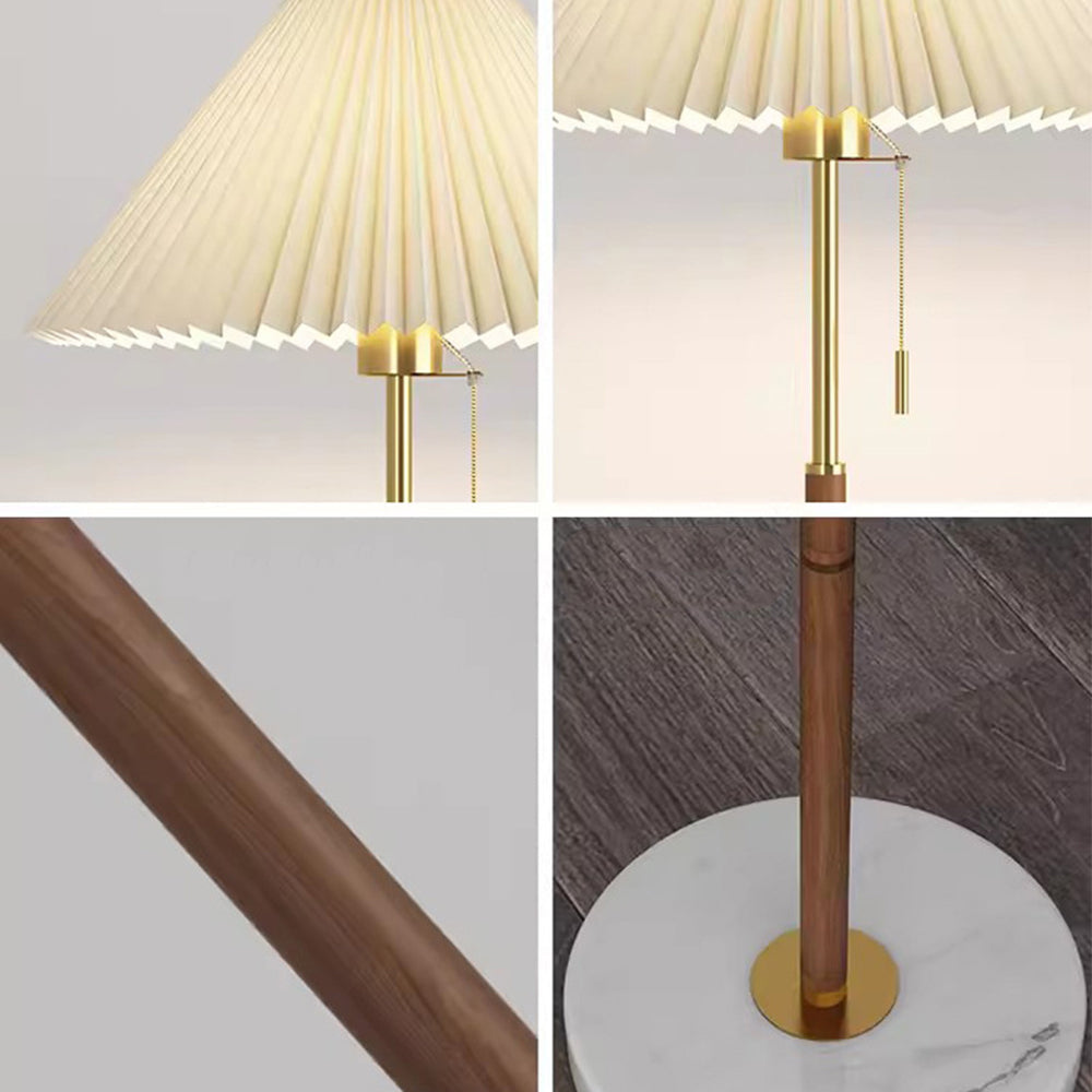 Lámpara de Pie Vintage con Pliegues - Diseño Elegante de Hierro y Mármol para Sala de Estar