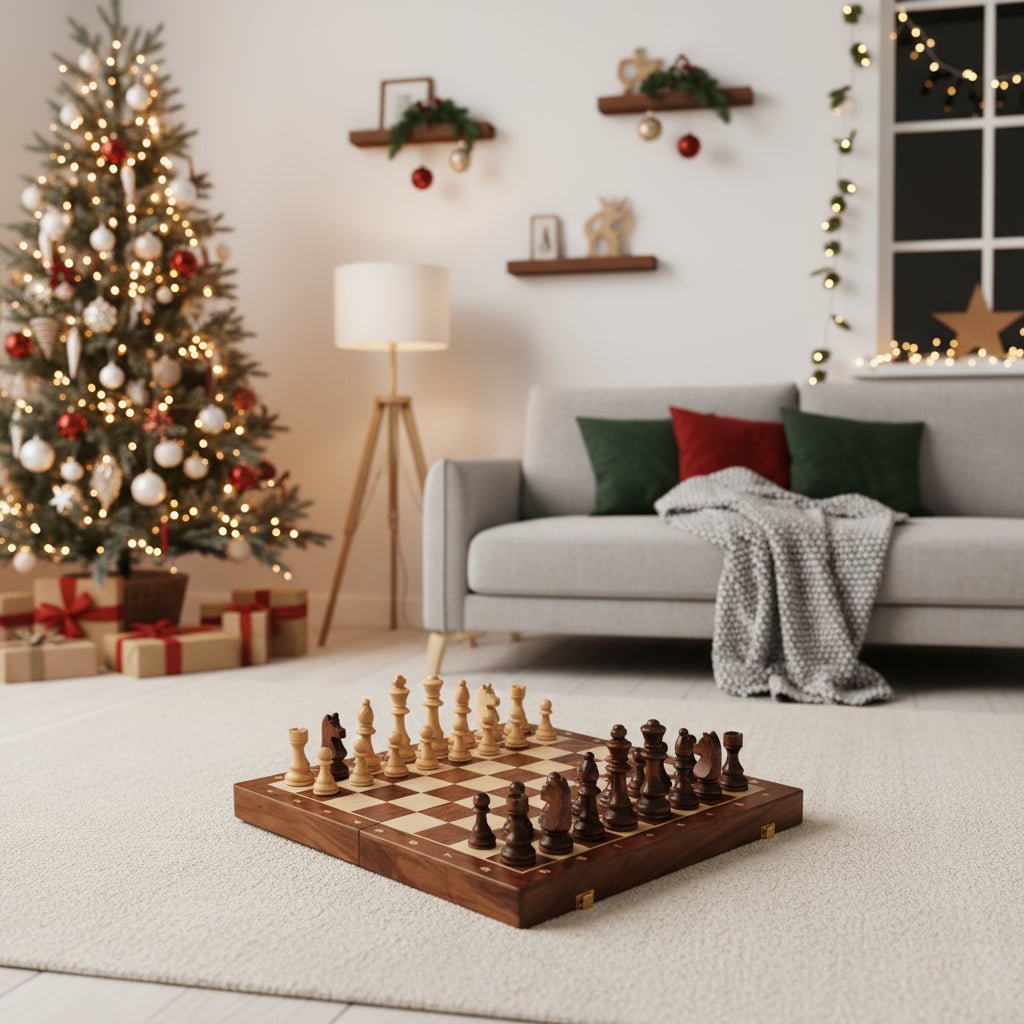 STRATEGIQON – Juego de ajedrez premium de madera con tablero de nogal plegable clásico
