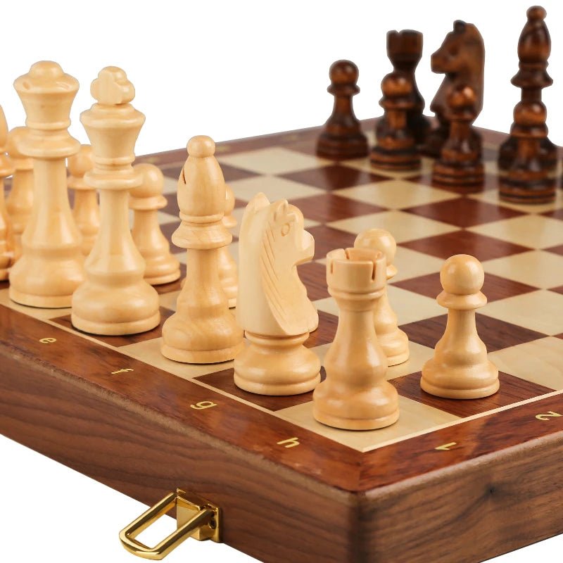 STRATEGIQON – Juego de ajedrez premium de madera con tablero de nogal plegable clásico