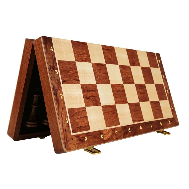 STRATEGIQON – Juego de ajedrez premium de madera con tablero de nogal plegable clásico
