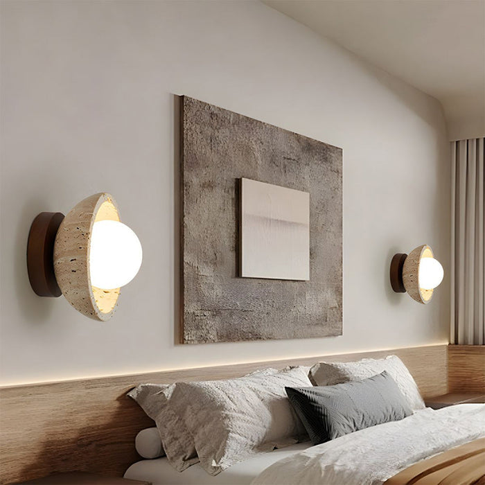 Boho | Aplique LED de piedra natural de travertino