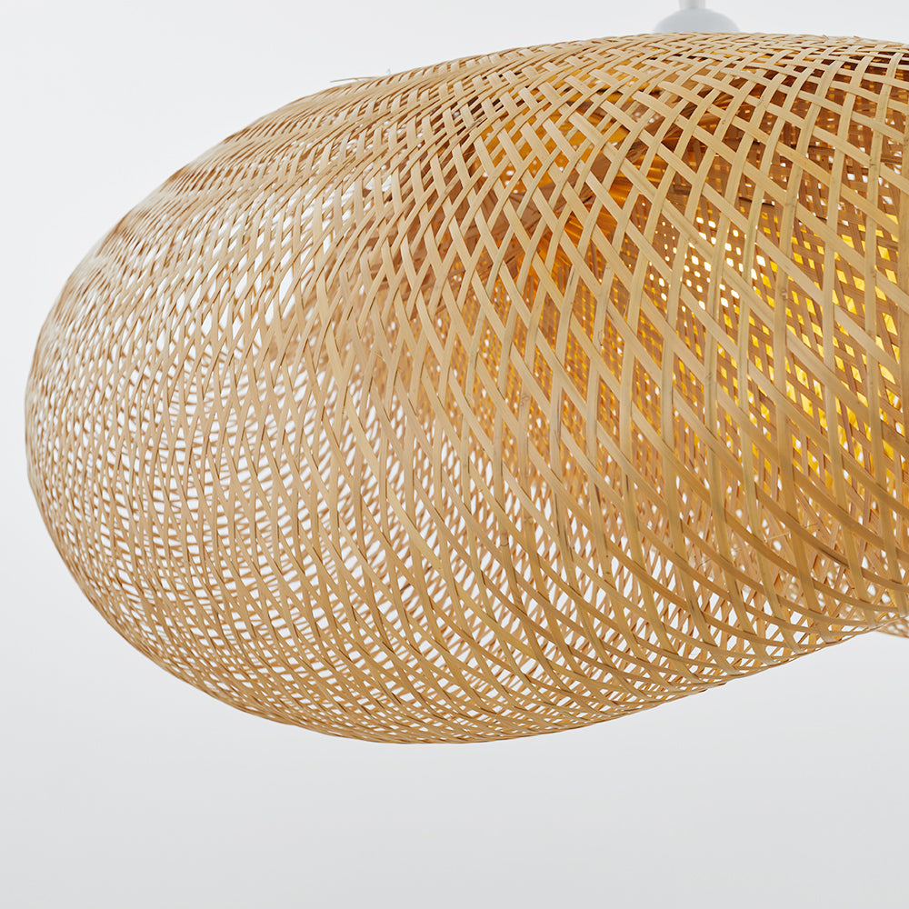 Lámpara colgante de bambú hecha a mano con pantalla de ratán – Lámpara LED de estilo natural