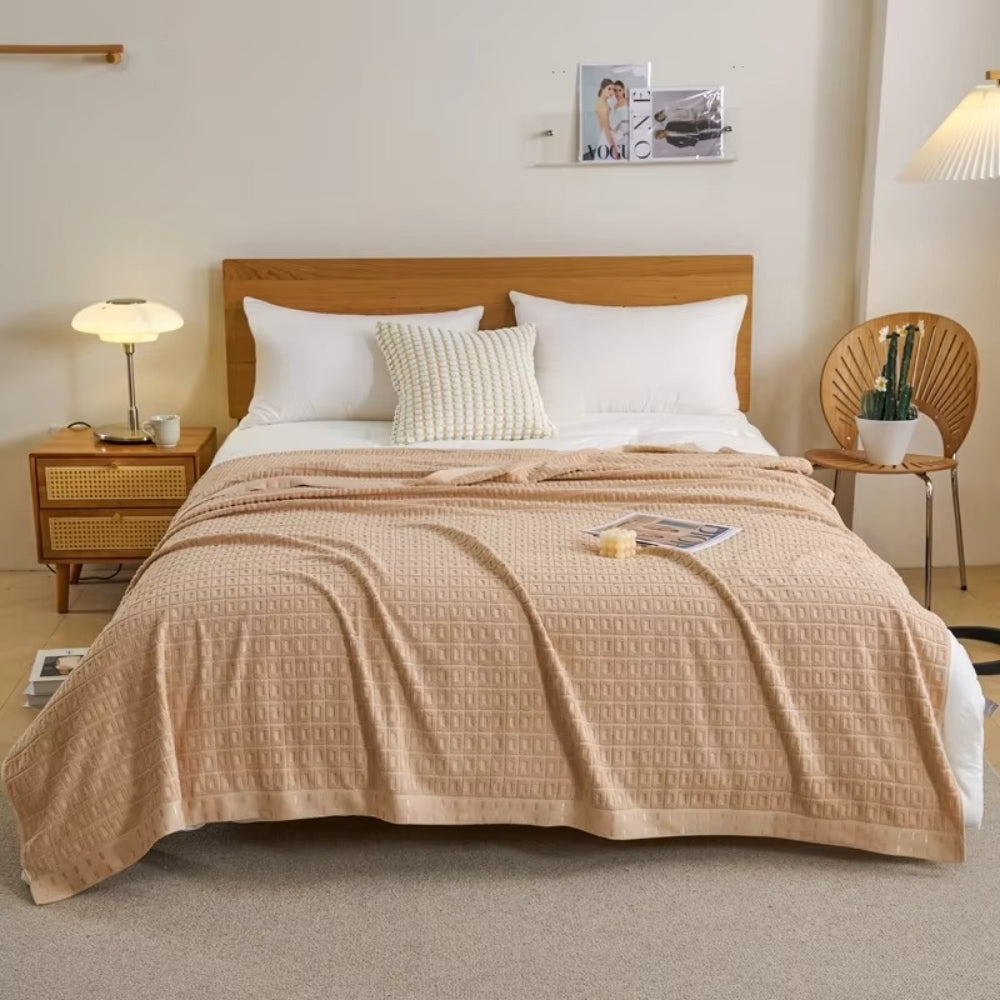 Manta de Waffle de Algodón para Verano – Cubre Cama Ligero y Manta