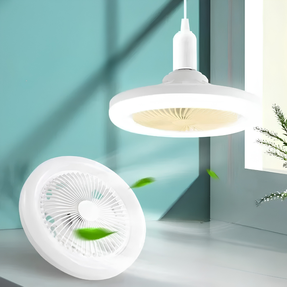 Ventilador de techo con iluminación LED y control remoto – diseño moderno y blanco para dormitorios y salones