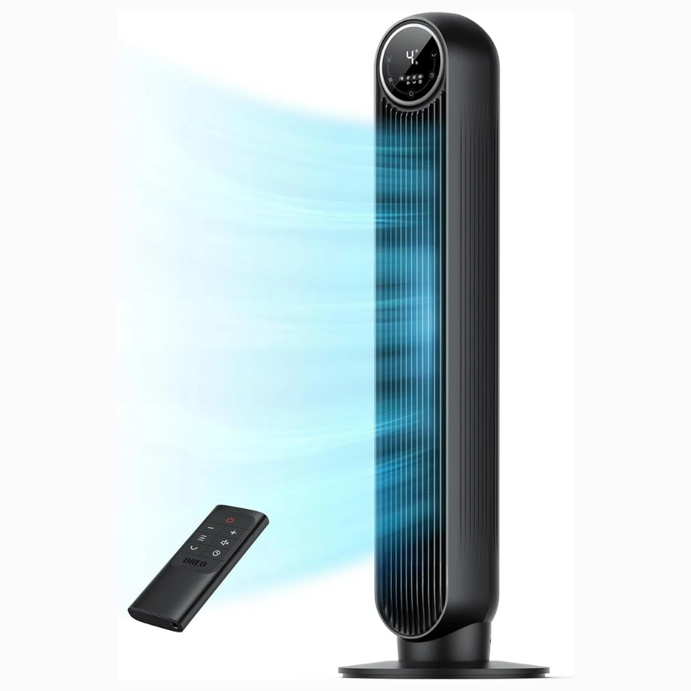 Ventilador de torre con control remoto y 3 configuraciones de velocidad – diseño oscilante y silencioso para dormitorios y salas de estar