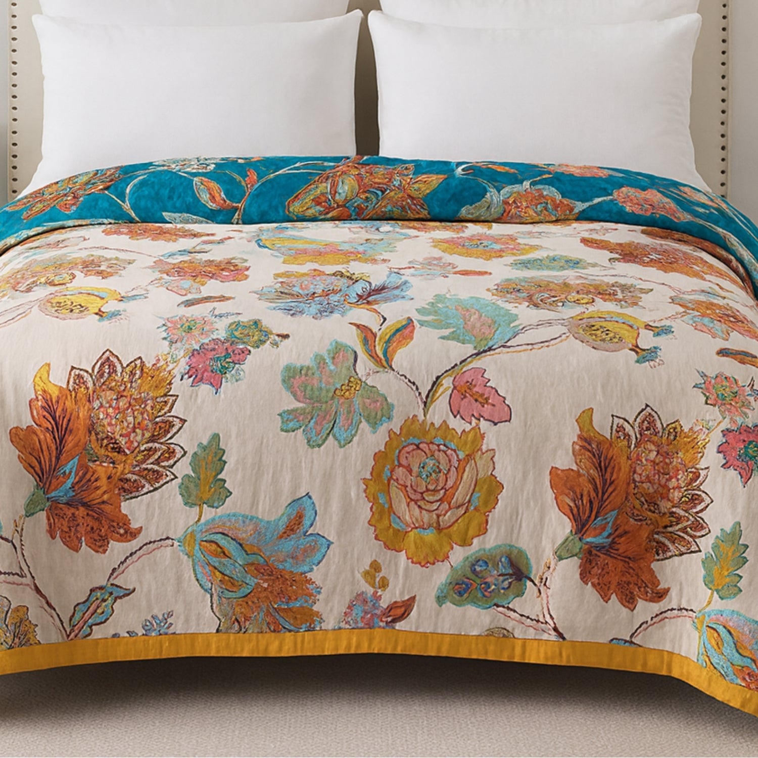 Manta de Algodón Floral Reversible Wildbloom