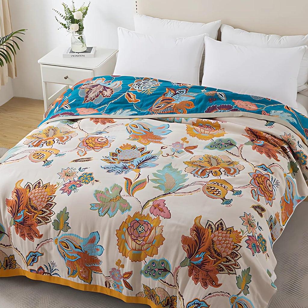 Manta de Algodón Floral Reversible Wildbloom