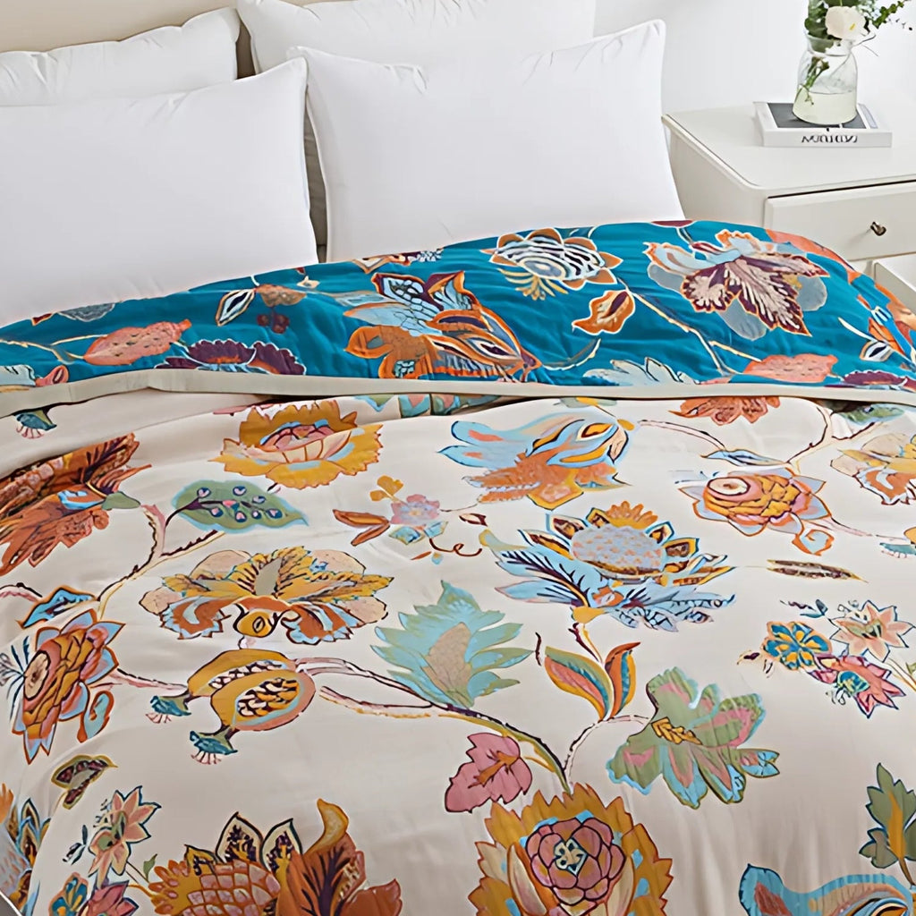 Manta de Algodón Floral Reversible Wildbloom