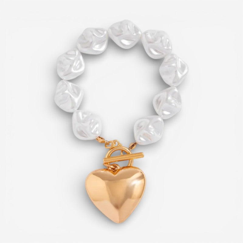 Lina - Pulsera de Cadena Lockbone con Diseño de Colgante en Forma de Corazón