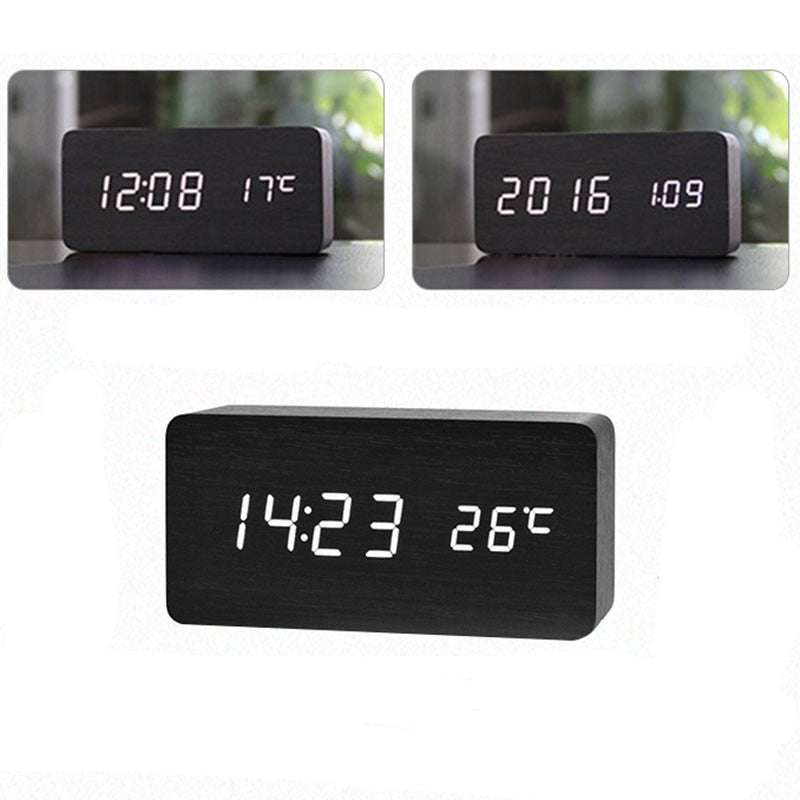Reloj Digital de Escritorio de Madera