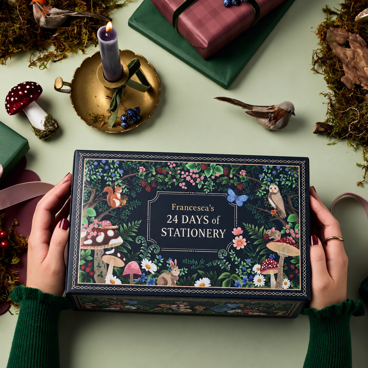 Calendario de Adviento de papelería de 24 días con 24 regalos – Versión con estampado dorado