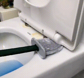 Cepillo de inodoro con cabezal de silicona flexible para una limpieza higiénica