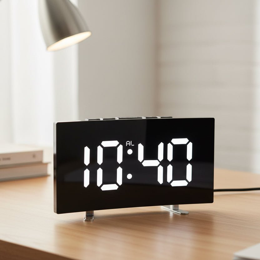 SILENTLITE – Reloj despertador digital delgado con gran pantalla LED y diseño silencioso