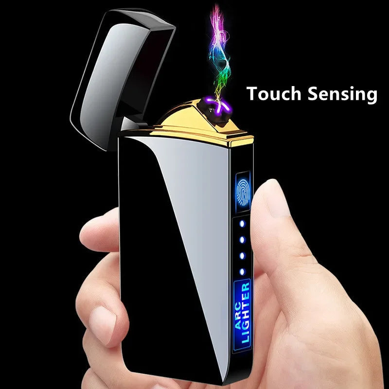 Encendedor de Plasma USB con Doble Llama – Estructura Metálica Azul