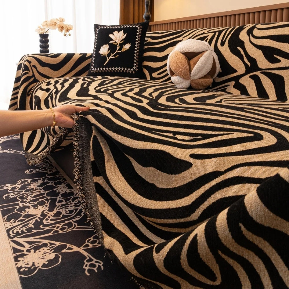 Funda de Sofá Geométrica de Chenilla Zebra Zentara
