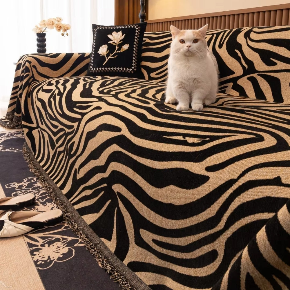 Funda de Sofá Geométrica de Chenilla Zebra Zentara