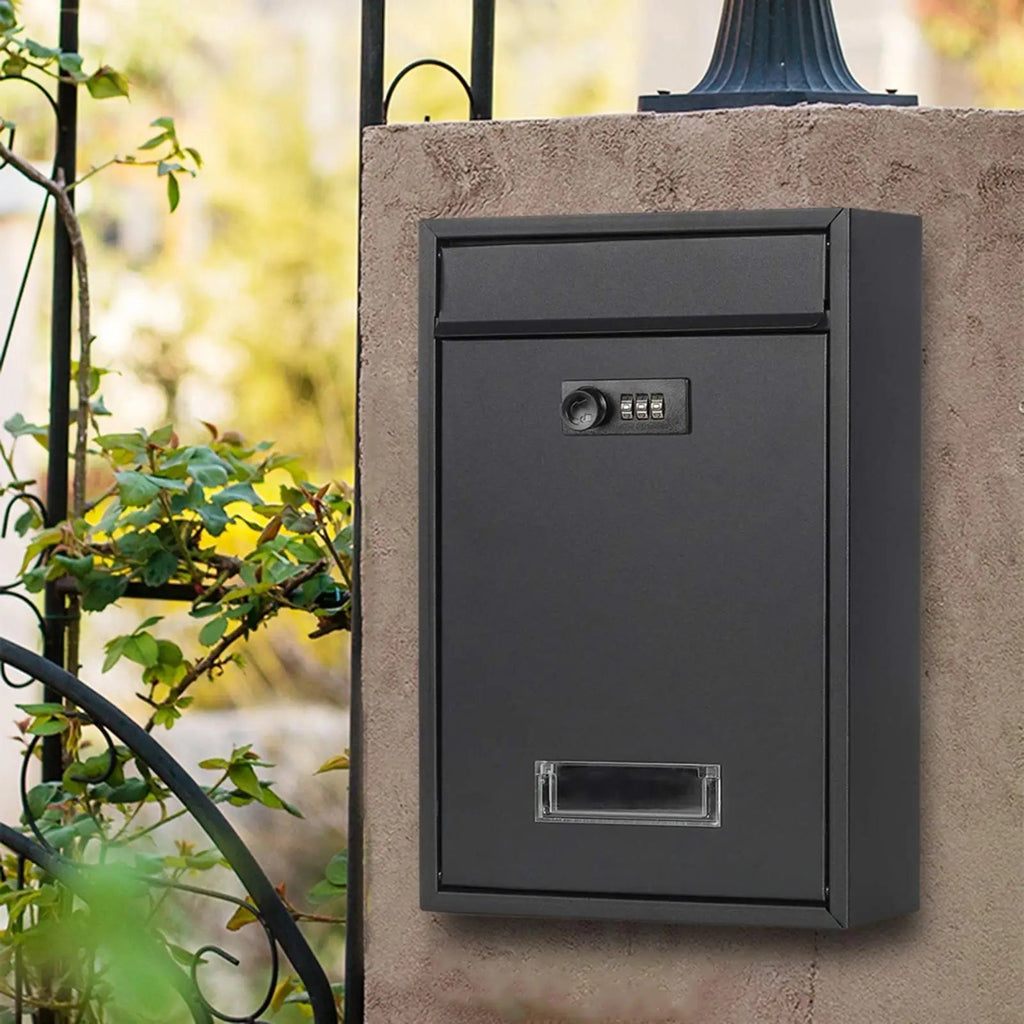 Buzón Negro con Cerradura de Combinación – Seguro y Elegante para Cartas y Paquetes