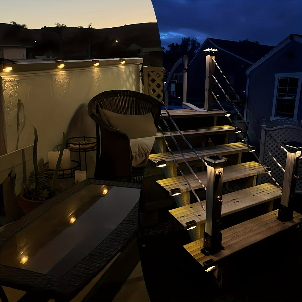 GLIMVISTA - 8 piezas de luces solares para cercas y caminos, LED de jardín a prueba de agua