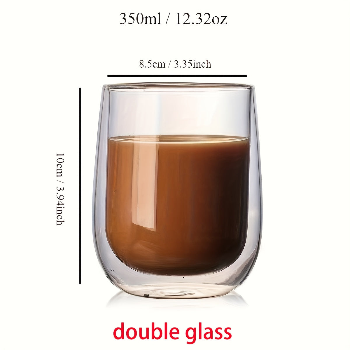 Juego de 4 Vasos de Doble Pared – Vaso de 350ml para Bebidas Calientes y Frías