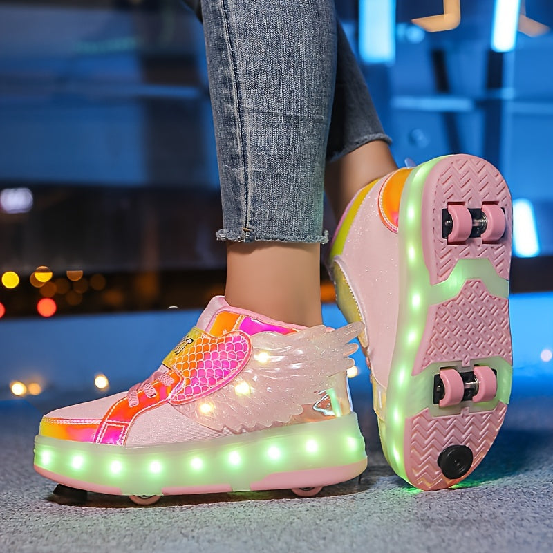 Zapatillas de Patinaje con Luces y Alas – Recargables por USB para Niñas y Adolescentes