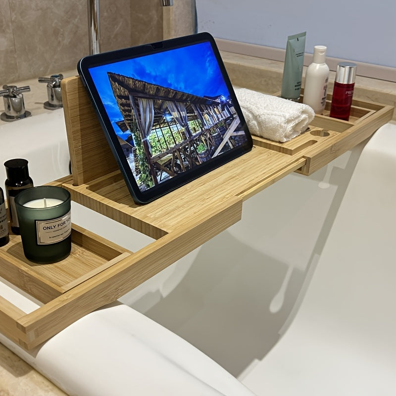 BambooLux - Bandeja extensible para bañera para una relajación similar a un spa
