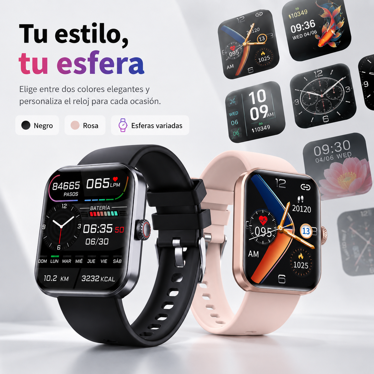 Reloj de glucosa – Reloj de salud – Medición indolora de glucosa en sangre y funciones vitales en tiempo real