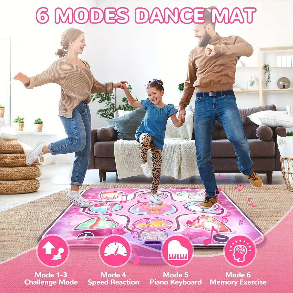 Alfombra de Baile Rosa para Niñas | Función de Puntuación & Juego Rítmico – Sin TV, Batería