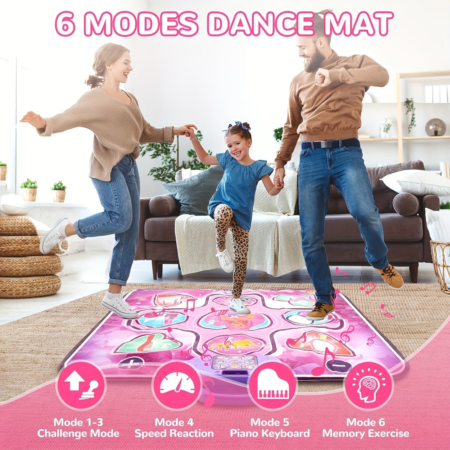 Alfombra de Baile Rosa para Niñas | Función de Puntuación & Juego Rítmico – Sin TV, Batería
