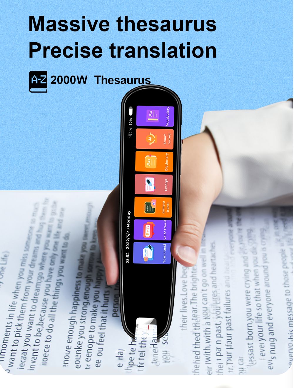 Lápiz de Traducción y Lectura de Precisión 112 Idiomas – Traductor de Texto y Voz Instantáneo