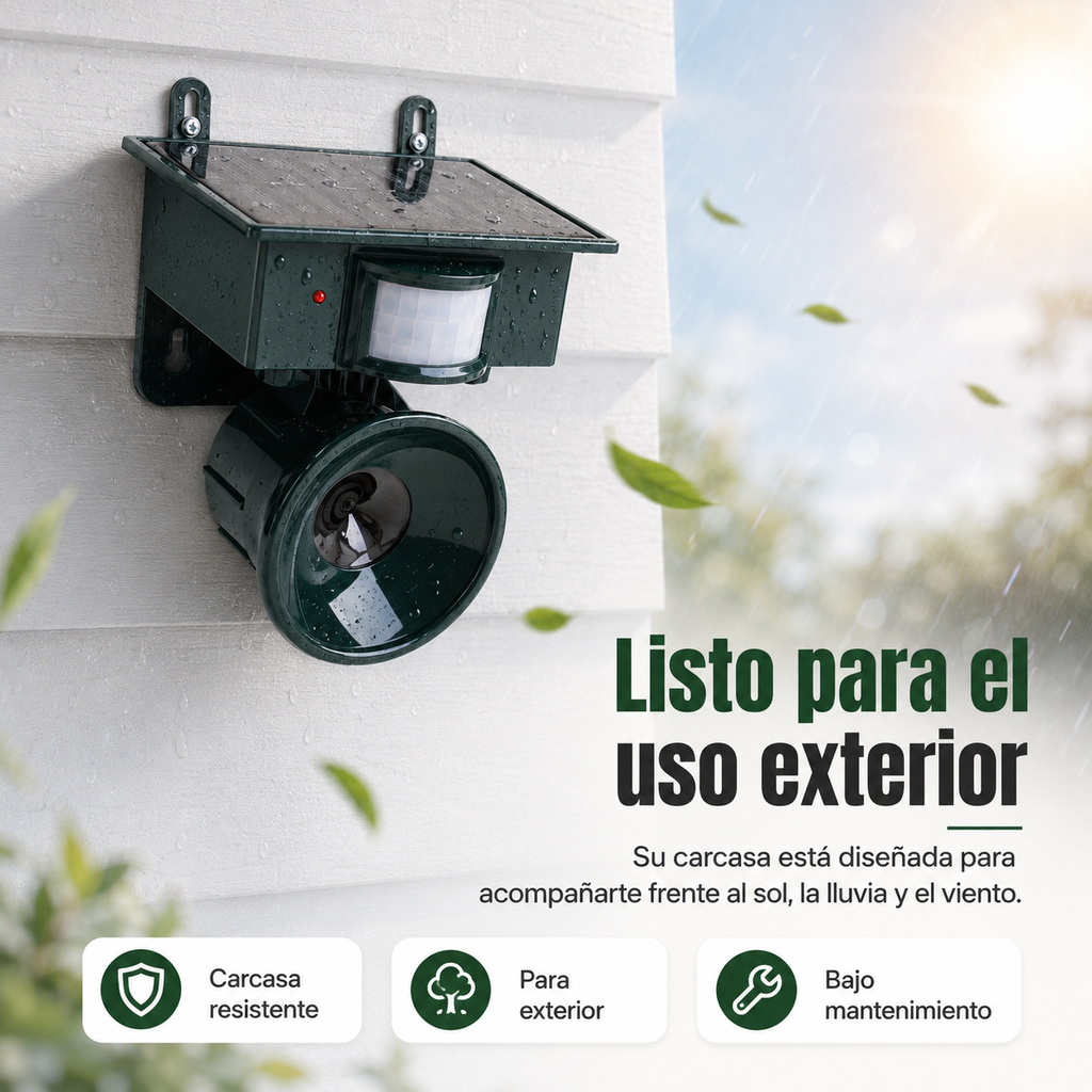 Repelente de Aves Solar Ultrasonico Inteligente