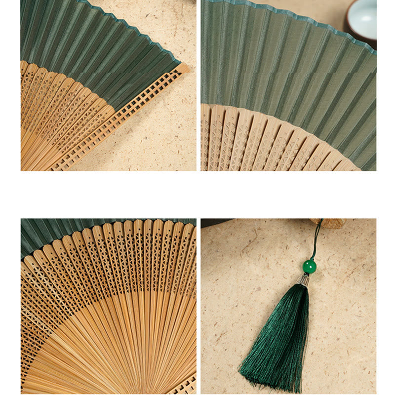 Abanico de Bambú y Seda – plegable, con borla
