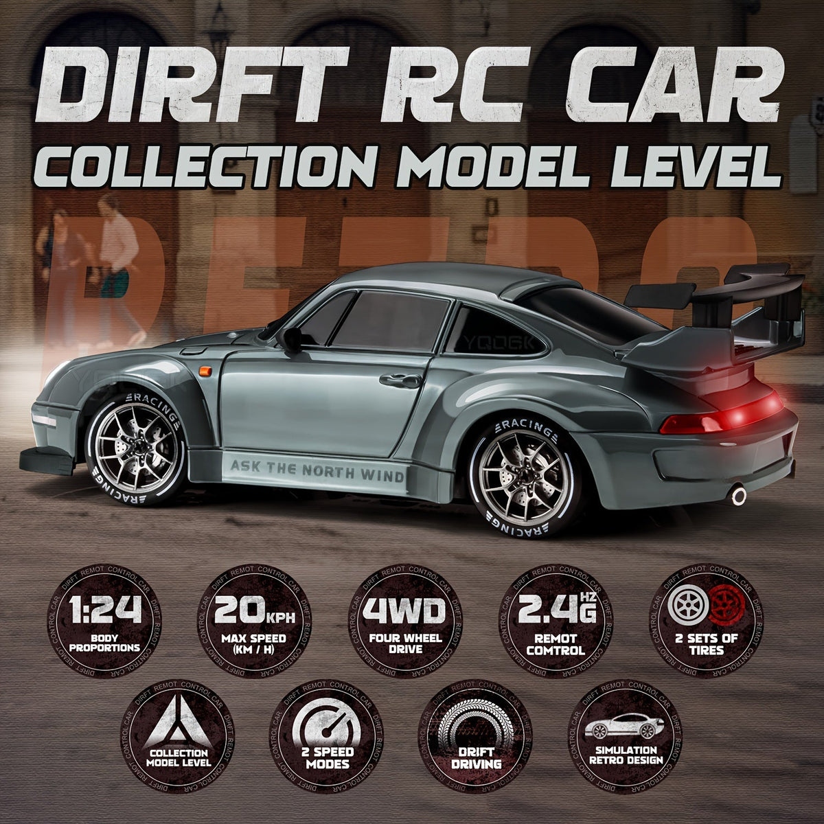 Ultimate Drift Racer 1:24 - Auto RC con Ruedas Iluminadas