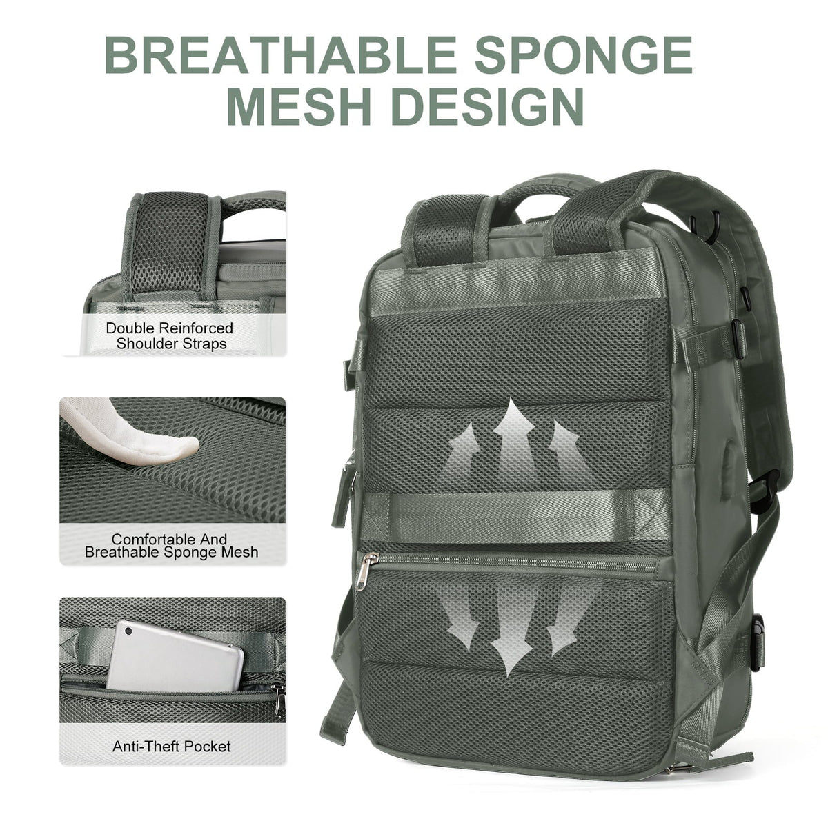Gran bolsa de viaje para damas, mochila de senderismo impermeable - 35L multifuncional