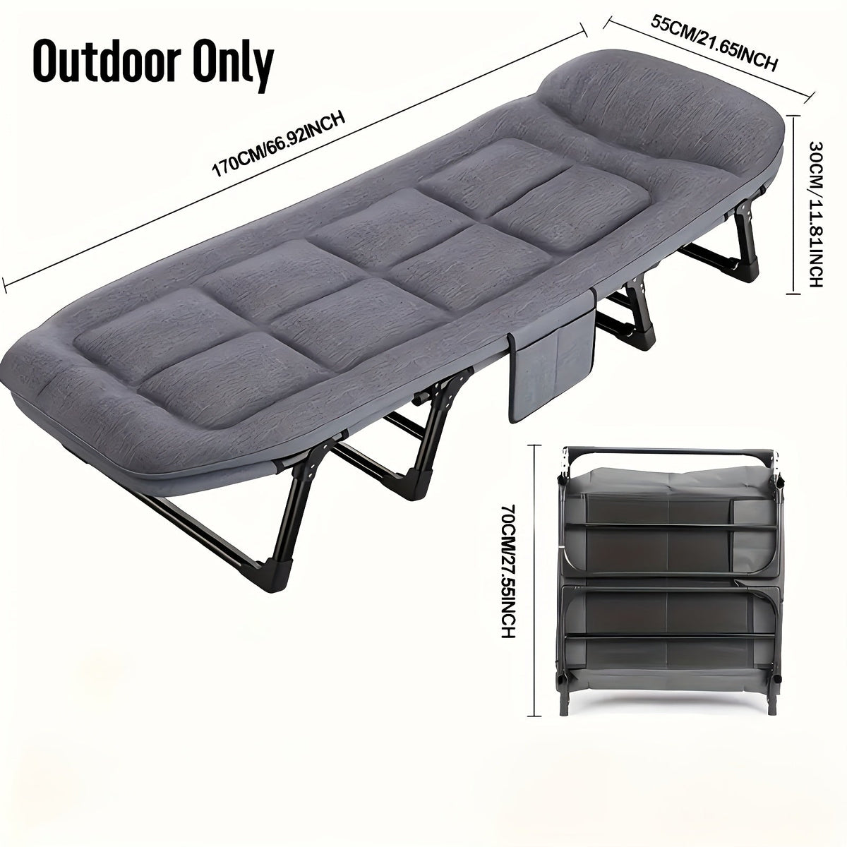 Cama de Camping Plegable para Adultos – Estructura de Aluminio y Acero Inoxidable Ligera