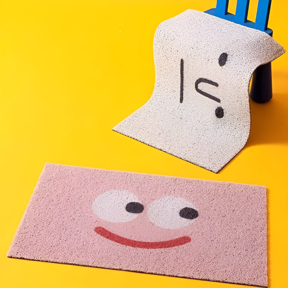 Alfombra de Entrada de PVC Antideslizante con Cara de Smiley